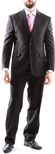 Creativo Men's Single Breasted 2 Button 3pc Vested Suit Classic Fit in Black CT701
