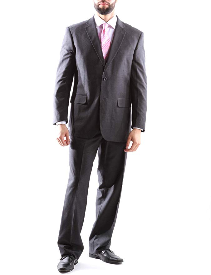 Creativo Men's Single Breasted 2 Button 3pc Vested Suit Slim Fit in Charcoal, Style CT601