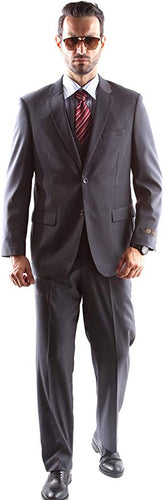 Caravelli Men's Super 150's Poly/Viscose Wool Feel Single Breasted 2 Button Slim Fit 2pc Suit Style S600512H in Gray 506 (free shipping)