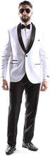 Load image into Gallery viewer, West End Men's Young Generation 1 Button Shawl Lapel Extra Slim Fit Tuxedo Suit Style 933411T141 in White/Black (free shipping)