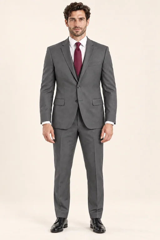 The Mercer men’s gray slim-fit two-piece suit, full-length front view