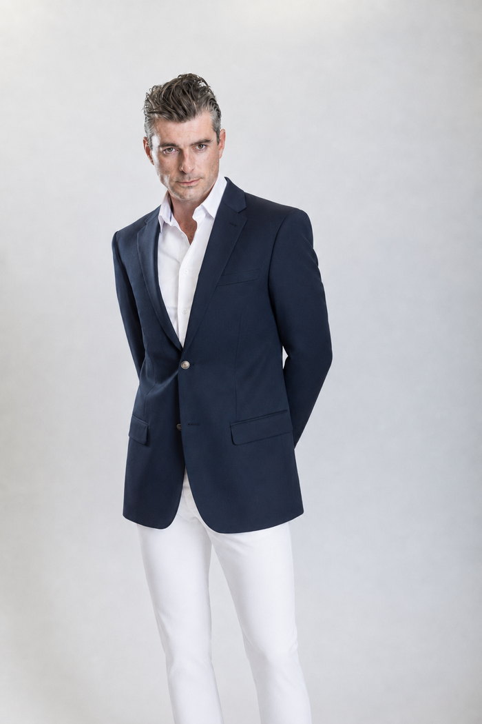 Sterling men’s navy regular-fit wool blazer — view 1