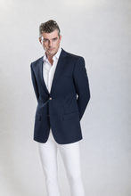 Load image into Gallery viewer, Sterling men’s navy regular-fit wool blazer — view 1