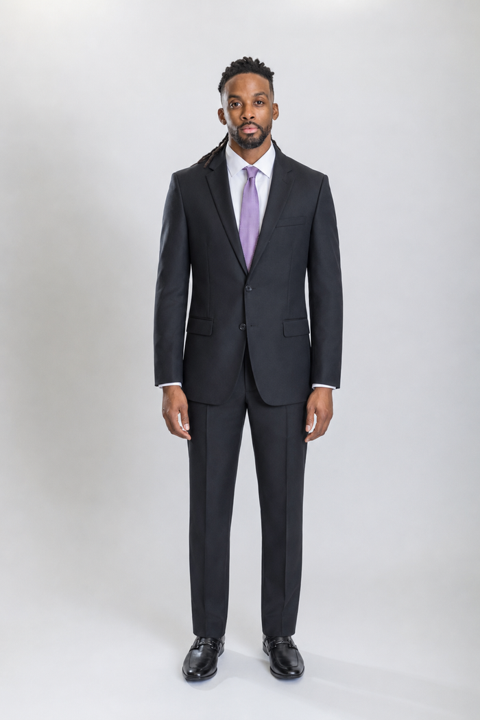 Mayfair men’s black regular-fit wool suit — view 1