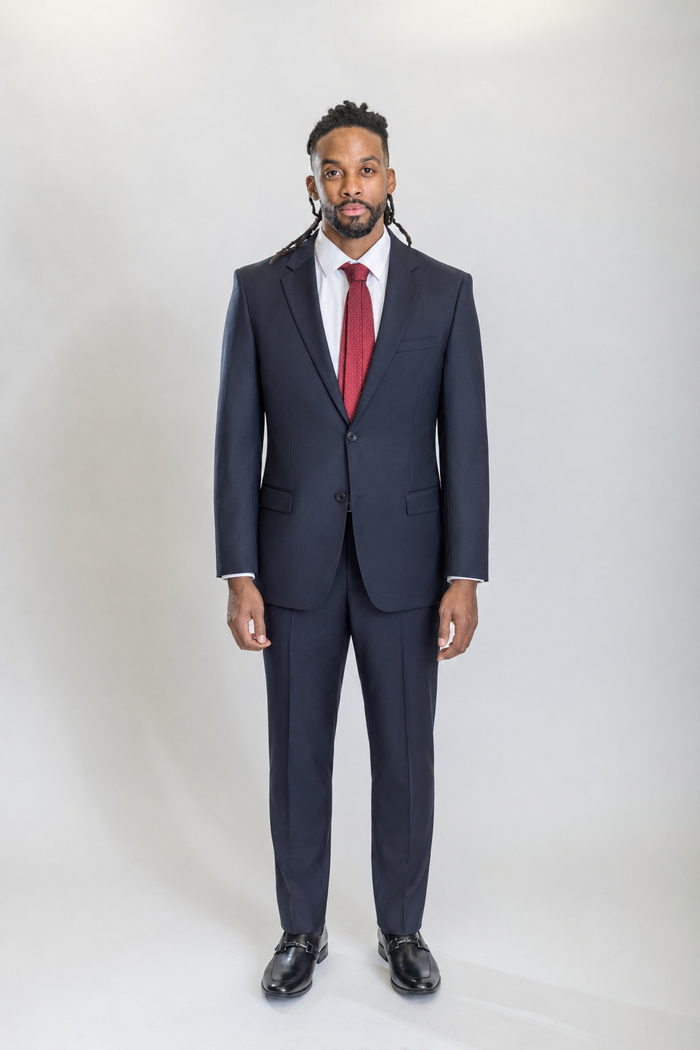 Mayfair men’s navy regular-fit wool suit — view 1