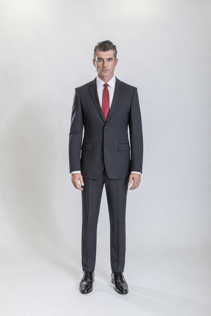 Savile men’s black slim-fit wool suit — view 1