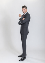 Load image into Gallery viewer, Savile men’s black slim-fit wool suit — view 3