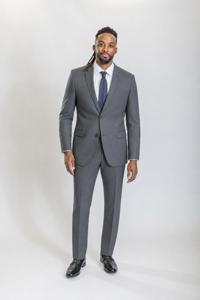 Savile men’s charcoal slim-fit wool suit — view 1