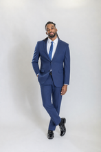 Load image into Gallery viewer, Savile men’s navy slim-fit wool suit — view 1