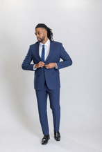 Load image into Gallery viewer, Savile men’s navy slim-fit wool suit — view 4
