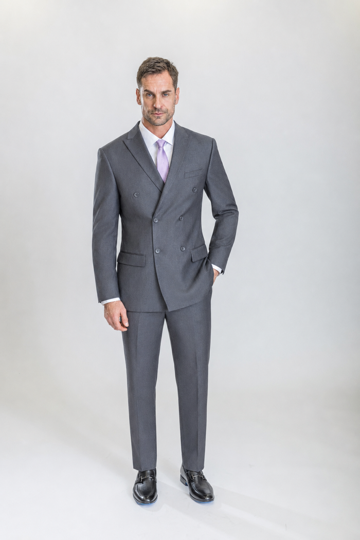 Astor men’s gray double-breasted suit — view 1