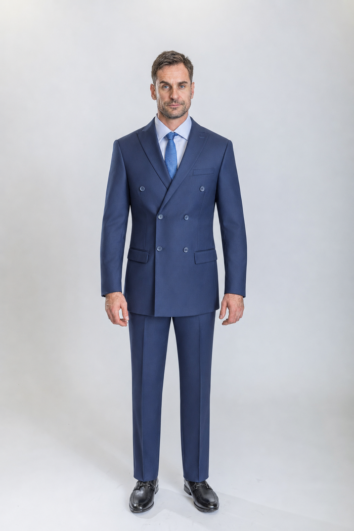 Astor men’s midnight blue double-breasted suit — view 1