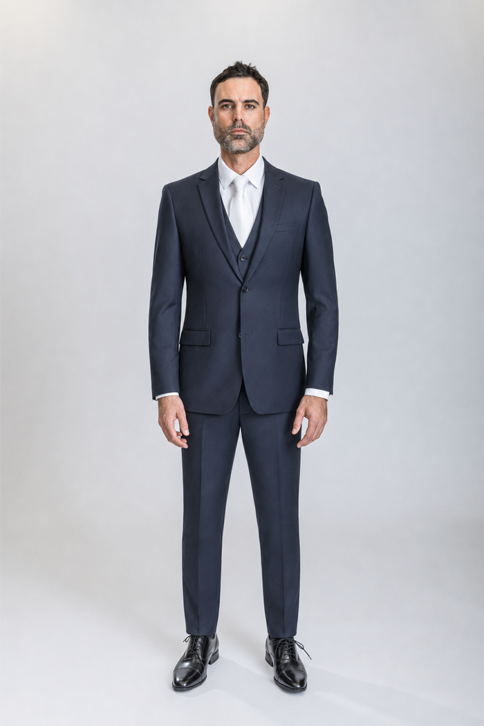 Windsor men’s navy slim-fit three-piece suit — view 1