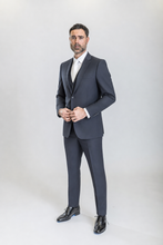 Load image into Gallery viewer, Windsor men’s navy slim-fit three-piece suit — view 2
