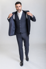 Load image into Gallery viewer, Windsor men’s navy slim-fit three-piece suit — view 4