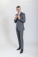 Load image into Gallery viewer, Windsor men’s gray slim-fit three-piece suit — view 2