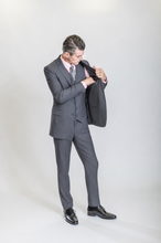 Load image into Gallery viewer, Windsor men’s gray slim-fit three-piece suit — view 4