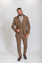 Load image into Gallery viewer, Windsor men’s brown slim-fit three-piece suit — view 1