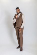 Load image into Gallery viewer, Windsor men’s brown slim-fit three-piece suit — view 2