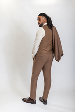 Load image into Gallery viewer, Windsor men’s brown slim-fit three-piece suit — view 5