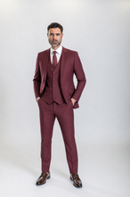 Load image into Gallery viewer, Windsor men’s burgundy slim-fit three-piece suit — view 5