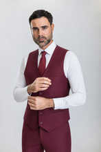 Load image into Gallery viewer, Windsor men’s burgundy slim-fit three-piece suit — view 6