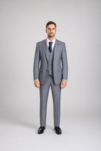 Load image into Gallery viewer, Windsor men’s light gray slim-fit three-piece suit — view 1