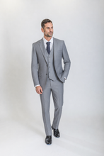 Load image into Gallery viewer, Windsor men’s light gray slim-fit three-piece suit — view 4
