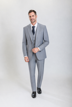 Load image into Gallery viewer, Windsor men’s light gray slim-fit three-piece suit — view 5