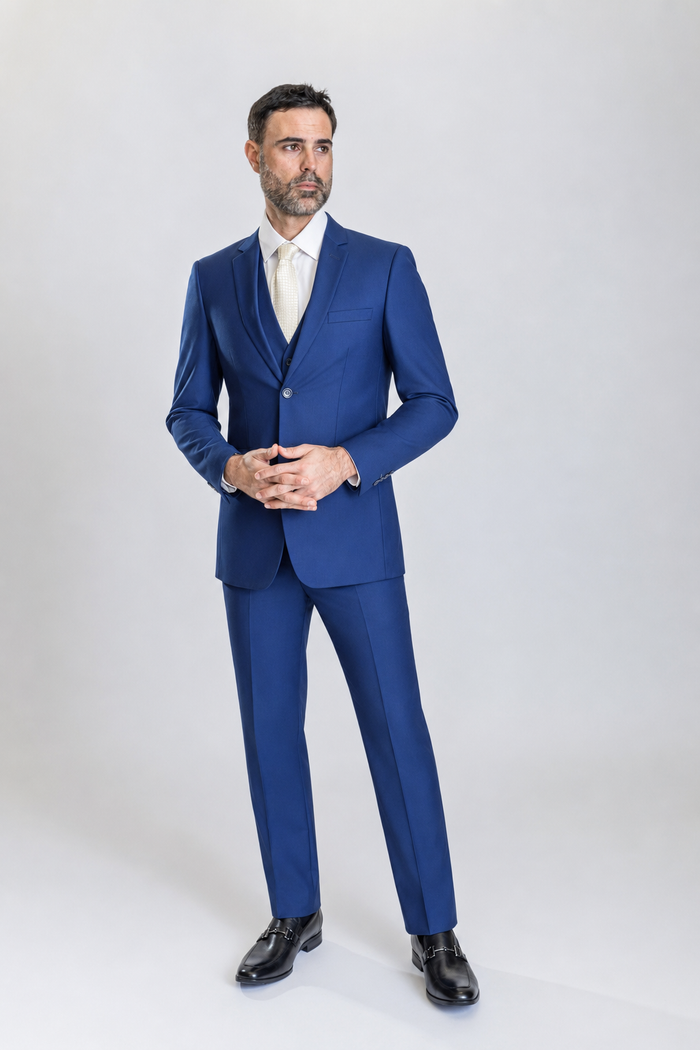 Windsor men’s cobalt slim-fit three-piece suit — view 1