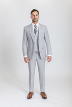 Load image into Gallery viewer, Windsor men’s ice gray slim-fit three-piece suit — view 1