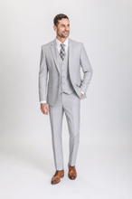 Load image into Gallery viewer, Windsor men’s ice gray slim-fit three-piece suit — view 2