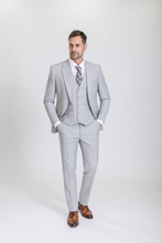 Load image into Gallery viewer, Windsor men’s ice gray slim-fit three-piece suit — view 3