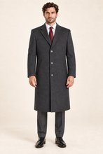 Load image into Gallery viewer, Ashford — Men’s Charcoal Wool-Blend Topcoat — front model view