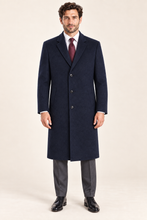 Load image into Gallery viewer, Ashford — Men’s Navy Wool-Blend Topcoat — front model view