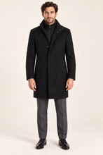 Load image into Gallery viewer, Ridgeline — Men’s Black Overcoat — front model view
