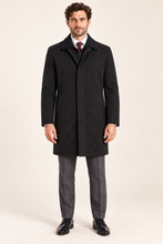 Load image into Gallery viewer, Harbor — Men’s Black Three-Quarter Raincoat — front model view