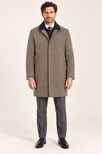 Load image into Gallery viewer, Harbor — Men’s Taupe Three-Quarter Raincoat — front model view