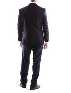 Creativo Men's Single Breasted 2 Button 3pc Vested Suit Slim Fit in Navy CT601