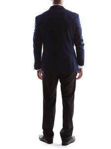 Bellio Men's Single Breasted 2 Button Shawl Lapel Slim Fit Tuxedo 2pc Suit in Indigo, Style BL301