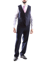 Load image into Gallery viewer, Creativo Men&#39;s Single Breasted 2 Button 3pc Vested Suit Slim Fit in Navy CT601