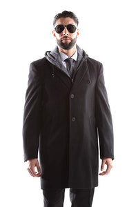 West End Men's Single Breasted Luxury Wool/Nylon 3/4 Length Winter Coat  Style#W933513C804 Black (511) (free shipping)