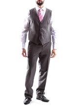Load image into Gallery viewer, Creativo Men&#39;s Single Breasted 2 Button 3pc Vested Suit Slim Fit in Med Gray, Style#CT601