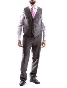 Creativo Men's Single Breasted 2 Button 3pc Vested Suit Classic Fit in Med Gray Style  CT701