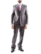 Load image into Gallery viewer, Creativo Men&#39;s Single Breasted 2 Button 3pc Vested Suit Classic Fit in Med Gray Style  CT701