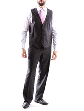 Load image into Gallery viewer, Creativo Men&#39;s Single Breasted 2 Button 3pc Vested Suit Classic Fit in Charcoal Style  CT701