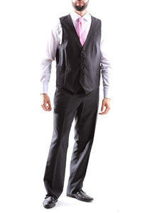 Creativo Men's Single Breasted 2 Button 3pc Vested Suit Classic Fit in Charcoal Style  CT701