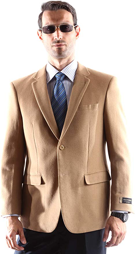 Prontomada Men's 2 Button Luxury Wool Cashmere Winter Sportcoat Style J400912S in Camel 934 (free shipping)