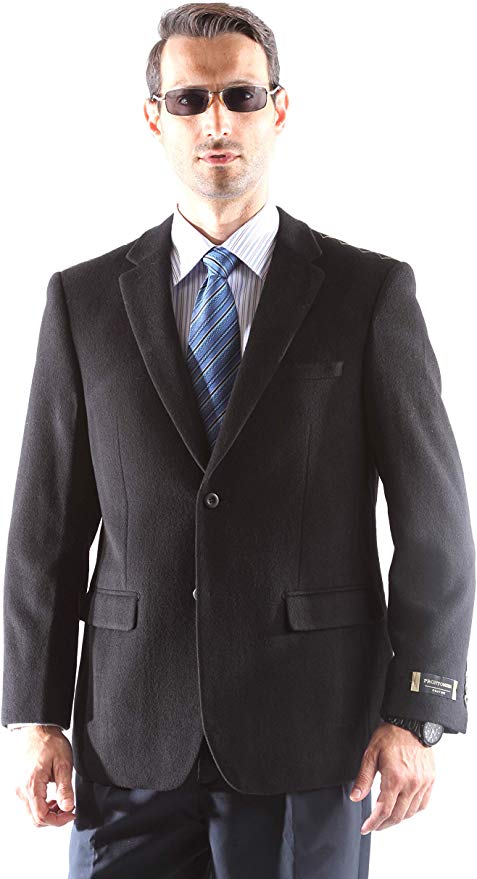 Prontomada Men's 2 Button Luxury Wool Cashmere Winter Sportcoat Style J400912S in Black 931 (free shipping)