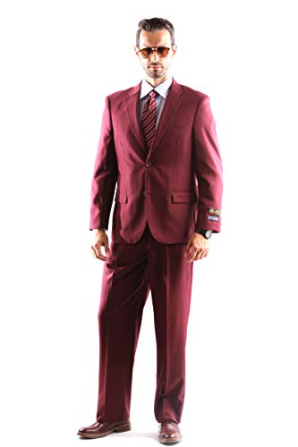 Bolzano Men's 2 Button Notch Lapel 2pc Suit Regular fit style S600212N in Burgundy Color (free shipping)